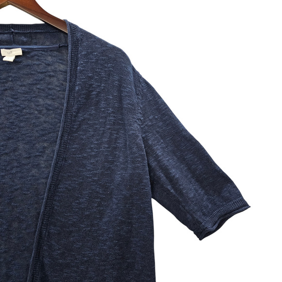 J Jill Cardigan Womens Size Small Blue Open Front Linen Blend Lightweight - Picture 8 of 14